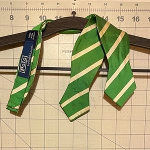 Polo Ralph Lauren | VTG Silk Bowtie | Diamond Tip | Green/White Stripe | >•<